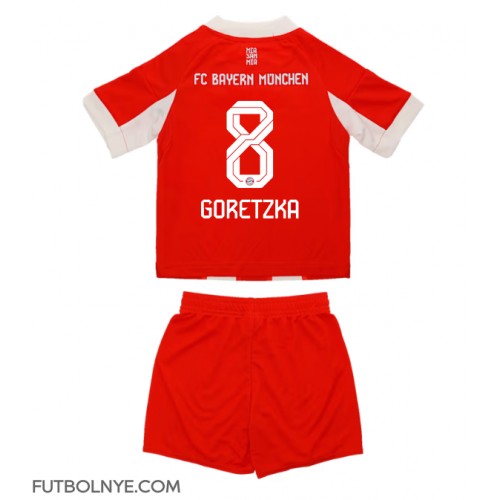 Camiseta Bayern Munich Leon Goretzka #8 Primera Equipación para niños 2025-26 manga corta (+ pantalones cortos)